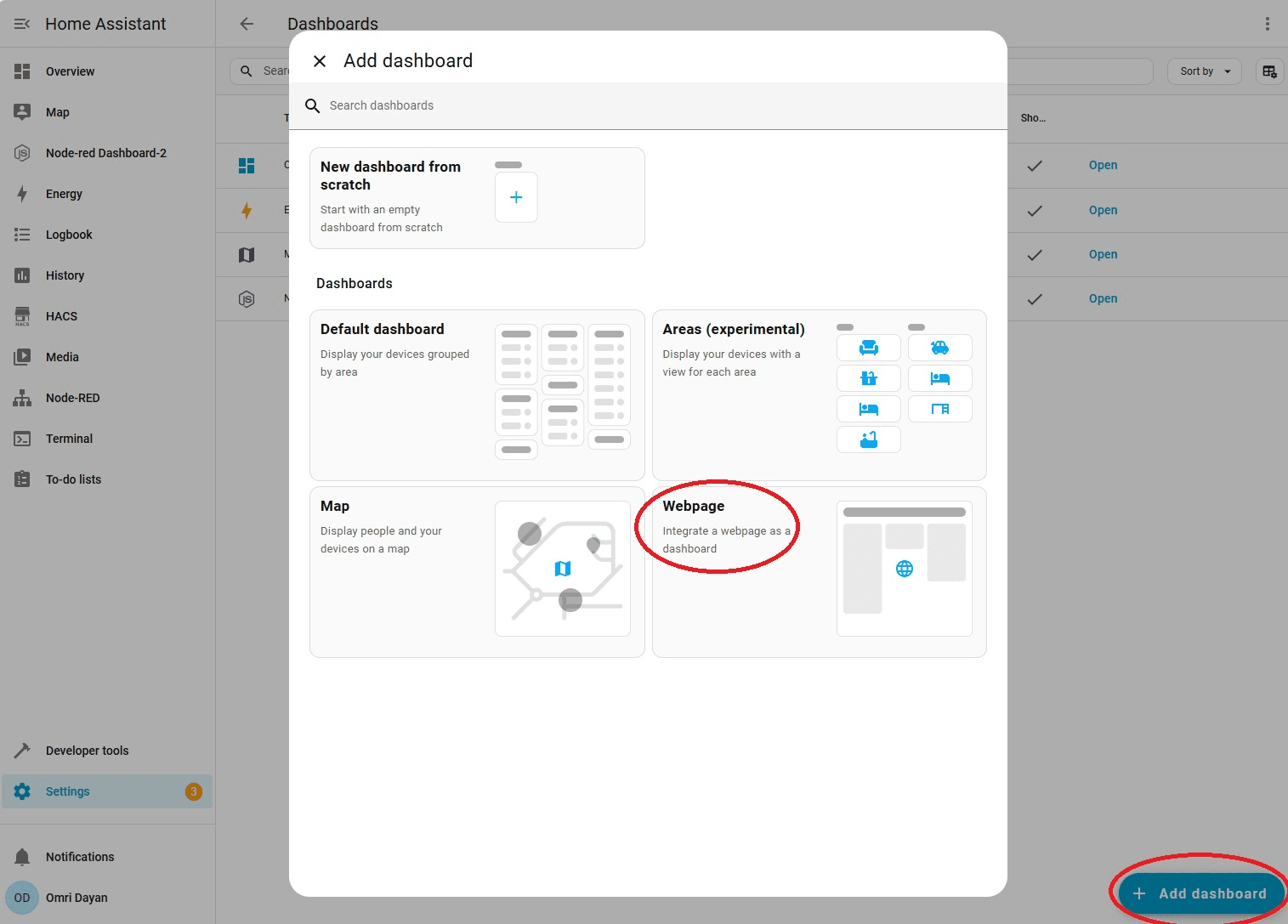 Adding a new dashboard iFrame