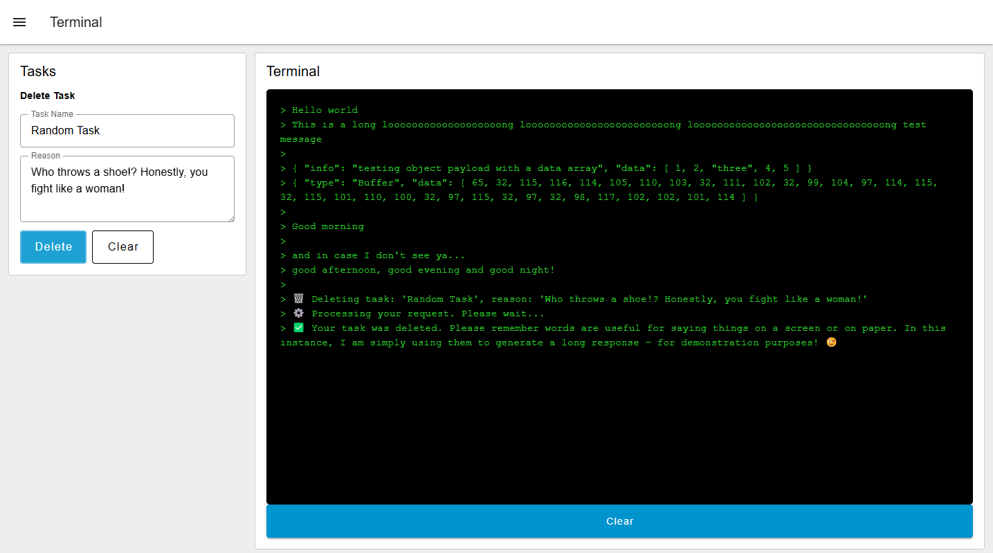 Dashboard Scrolling Terminal